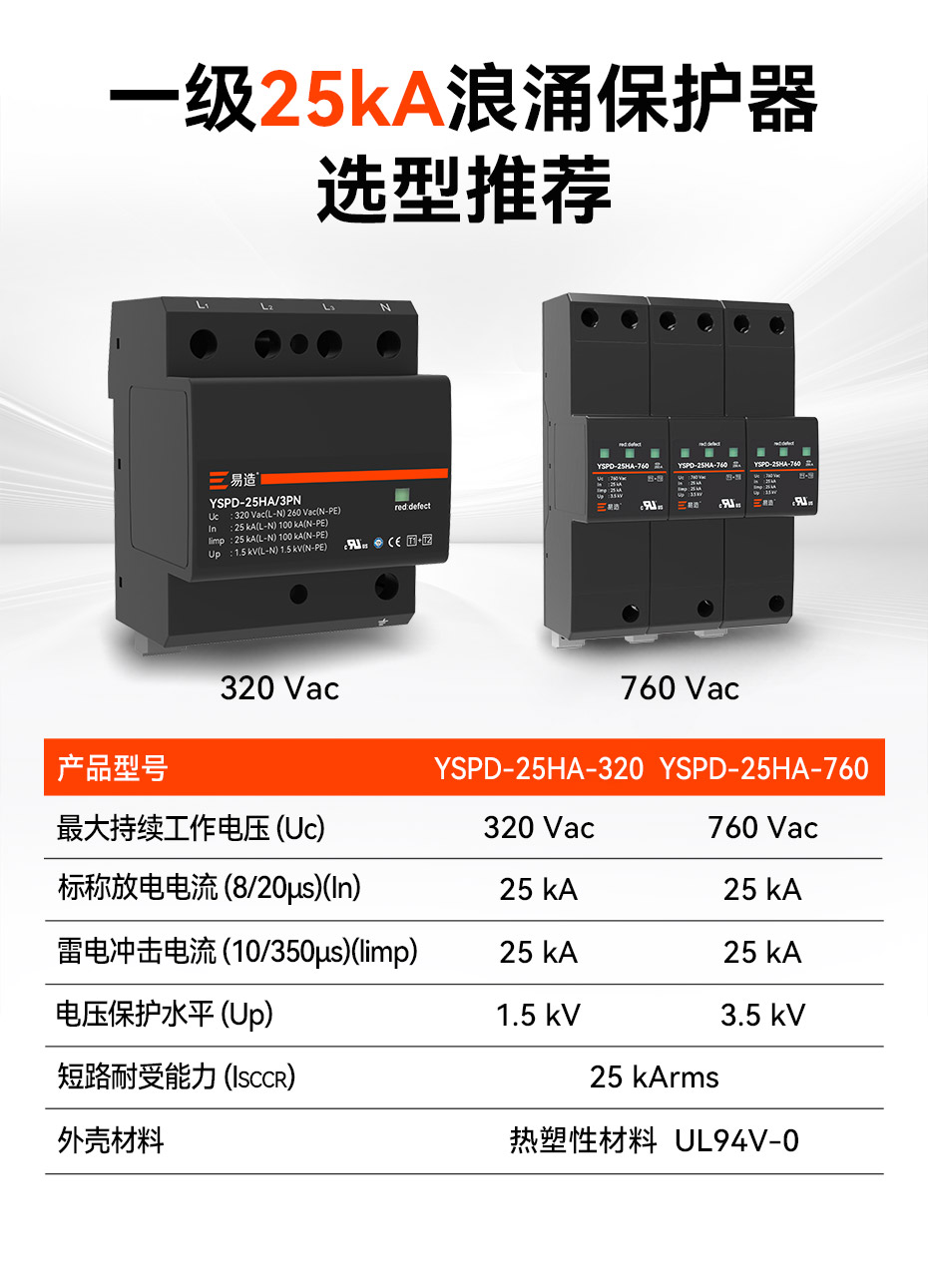 一級25kA浪涌保護(hù)器選型推薦-易造